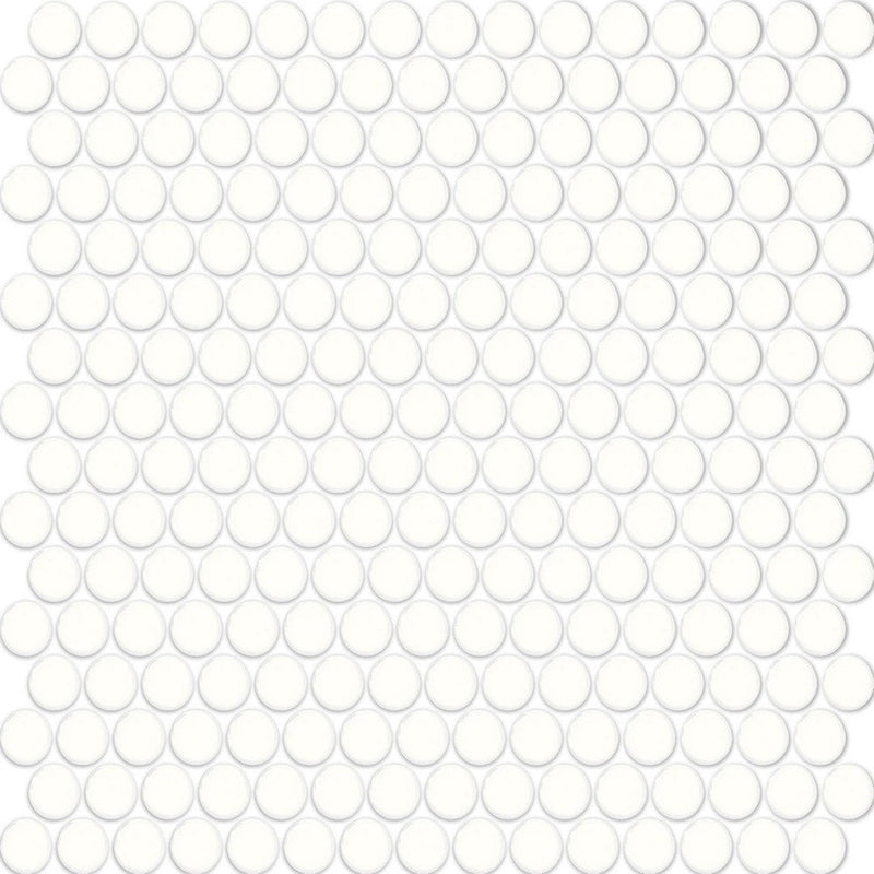 Daltile Color Wheel Mosaic 13'' x 11'' Penny Glossy Arctic White