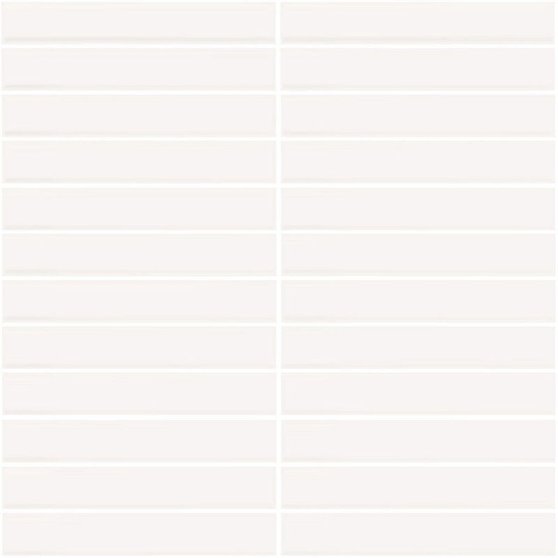 Daltile Color Wheel Mosaic 1'' x 6'' Straight 12'' x 10'' Glossy Arctic White
