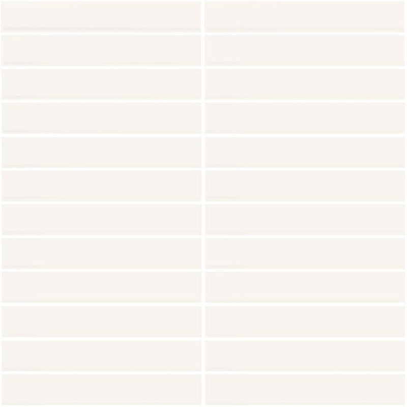 Daltile Color Wheel Mosaic 1'' x 6'' Straight 12'' x 10'' Matte Matte Arctic White
