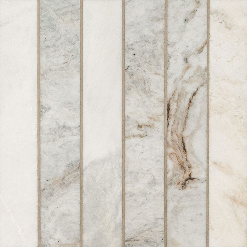 MS International Decorative Mosaic 2" x 12" Stack Arabescato Venato White