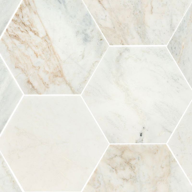 MS International Decorative Mosaic 12" x 12" Hexagon 8" Arabescato Venato