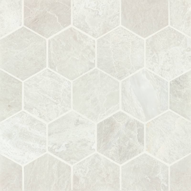 Bedrosians Marble 3" Hexagon Mosaic 10.5" x 12" Iceberg White