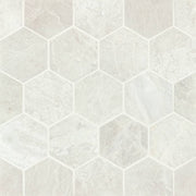 Bedrosians Marble 3" Hexagon Mosaic 10.5" x 12" Iceberg White