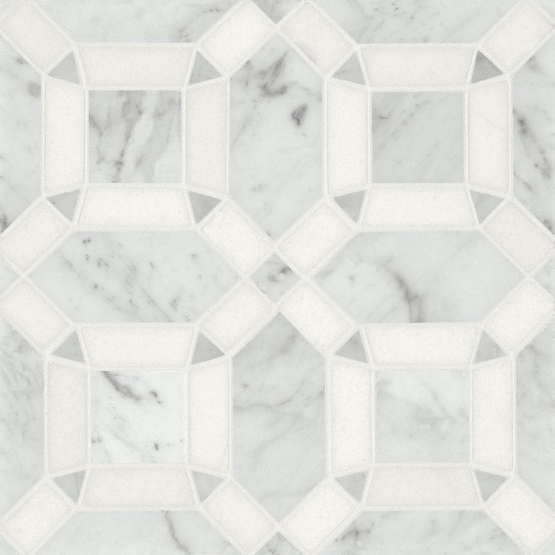 Bedrosians Matisse Mosaic 1 Marble 11.25" x 11.25" White Carrara & Thassos