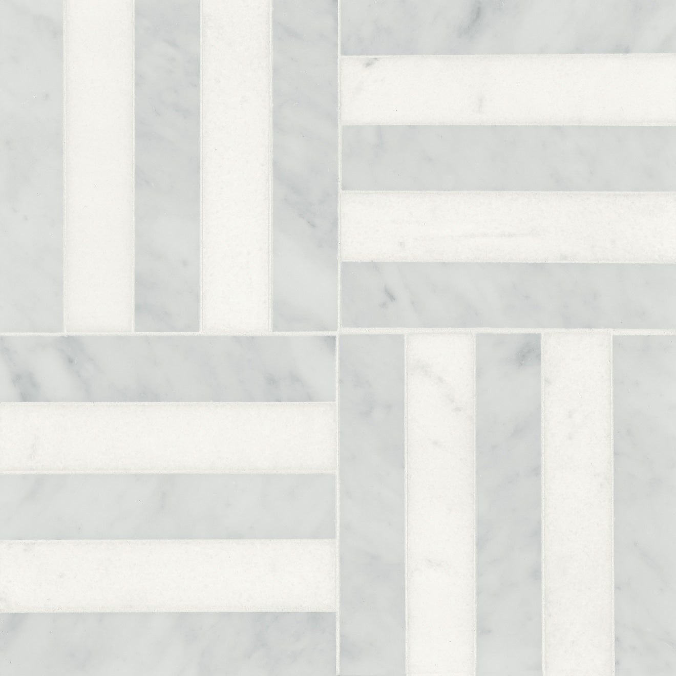 Bedrosians Matisse Mosaic 2 Marble 12.12" x 12.12" White Carrara & Thassos