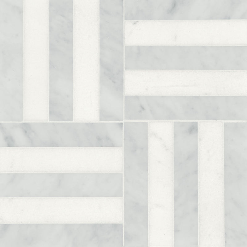 Bedrosians Matisse Mosaic 2 Marble 12.12" x 12.12" White Carrara & Thassos
