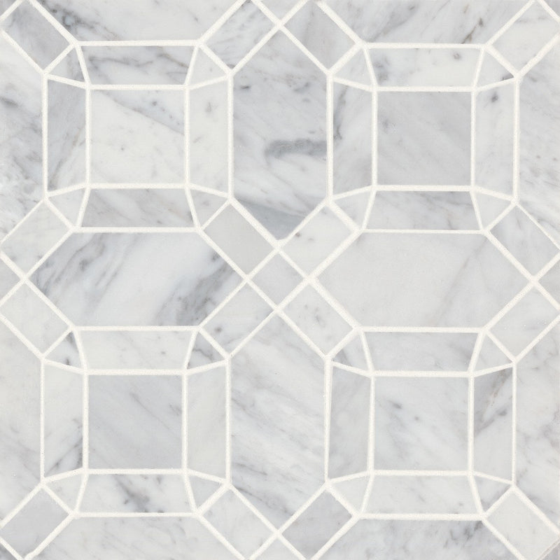 Bedrosians Monet Marble Mosaic 1 Honed 11.25" x 11.25" White Carrara