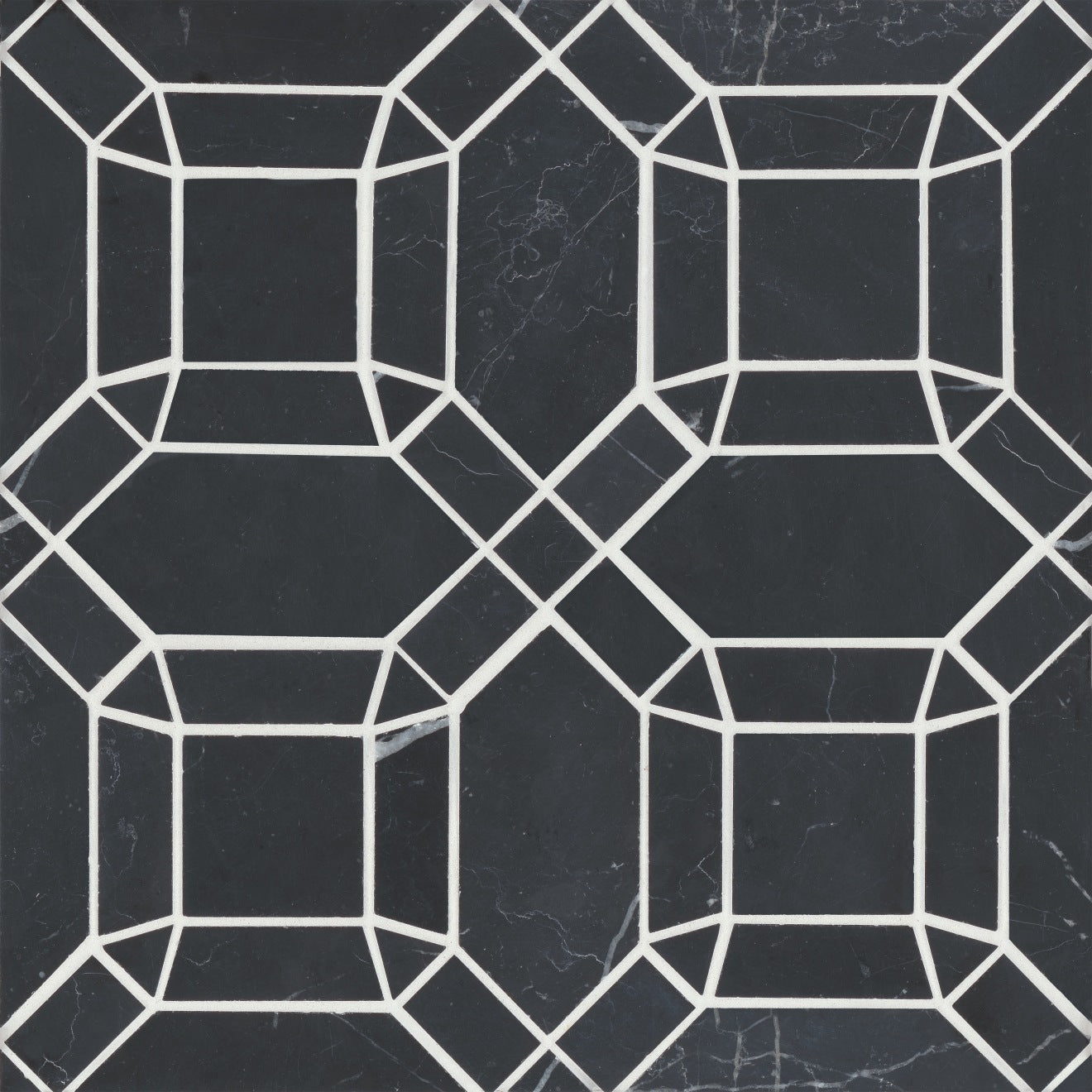 Bedrosians Monet Marble Mosaic 1 Honed 11.25" x 11.25" Nero Marquina