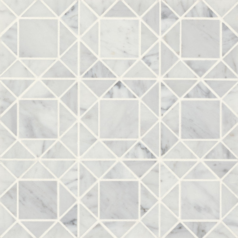 Bedrosians Monet Marble Mosaic 2 Honed 11.75" x 11.75" White Carrara