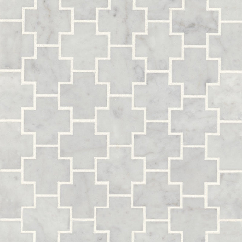 Bedrosians Monet Marble Mosaic 4 Honed 10.87" x 12.12" White Carrara