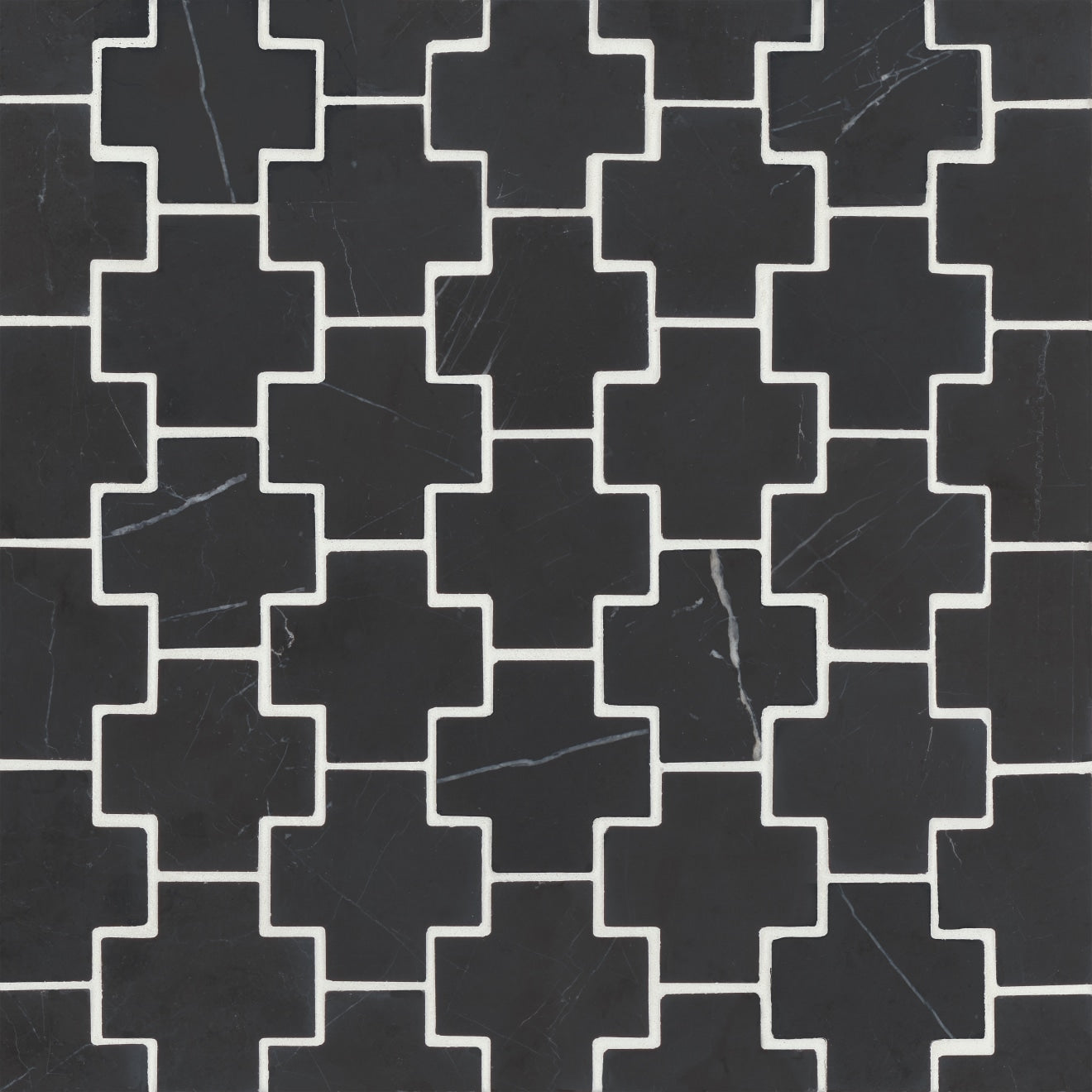 Bedrosians Monet Marble Mosaic 4 Honed 10.87" x 12.12" Nero Marquina