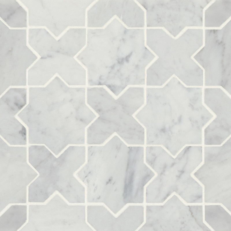 Bedrosians Monet Marble Mosaic 6 Honed 12.12" x 12.12" White Carrara