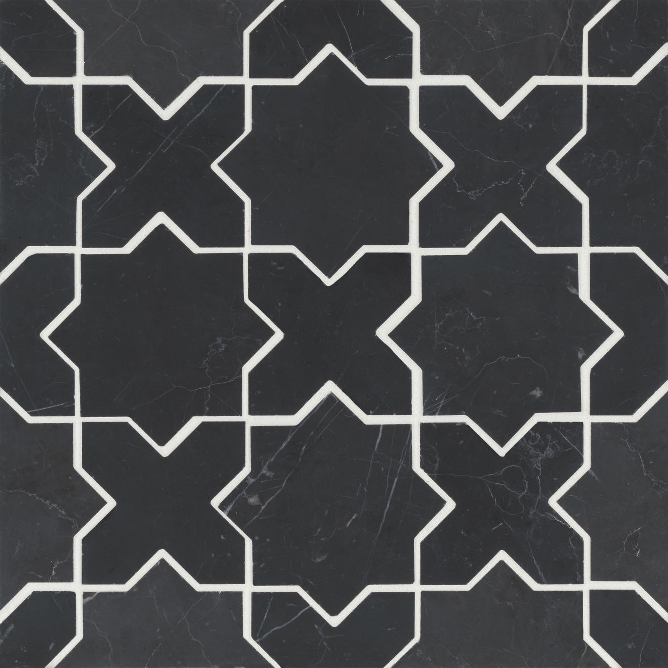 Bedrosians Monet Marble Mosaic 6 Honed 12.12" x 12.12" Nero Marquina