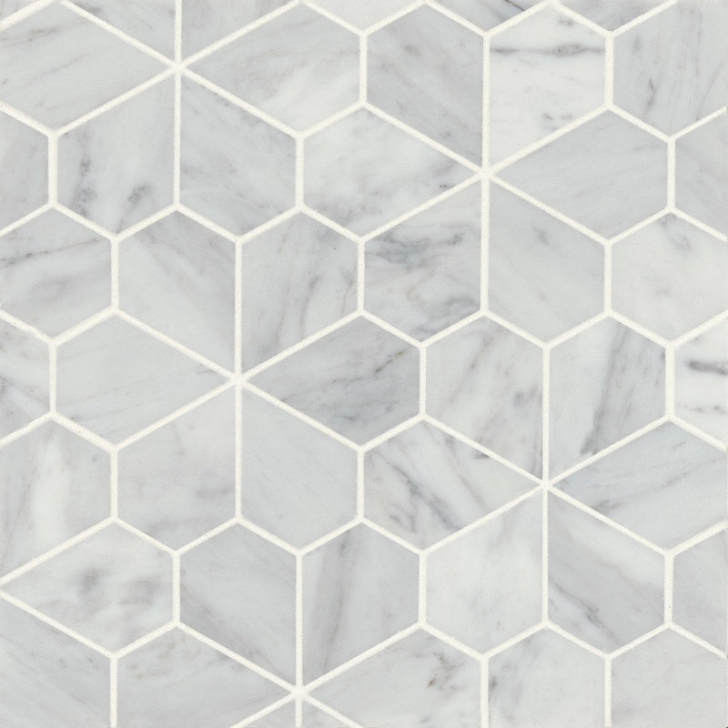 Bedrosians Monet Marble Mosaic 9 Honed 9.62" x 9.75" White Carrara