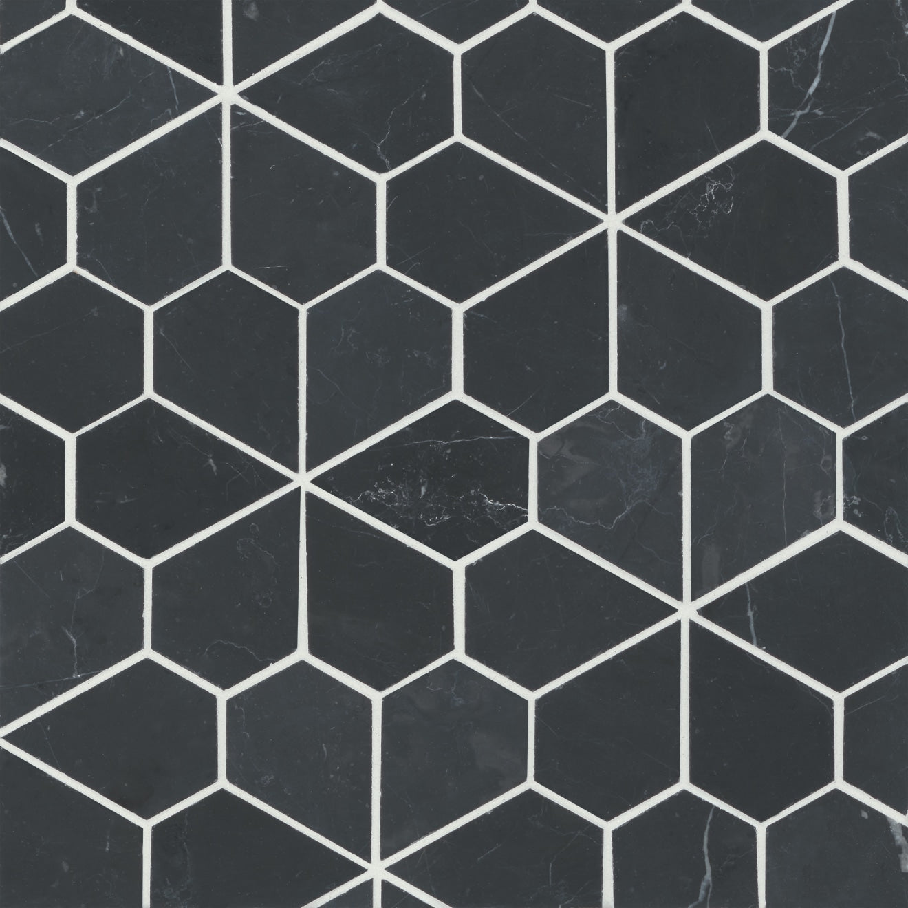 Bedrosians Monet Marble Mosaic 9 Honed 9.62" x 9.75" Nero Marquina