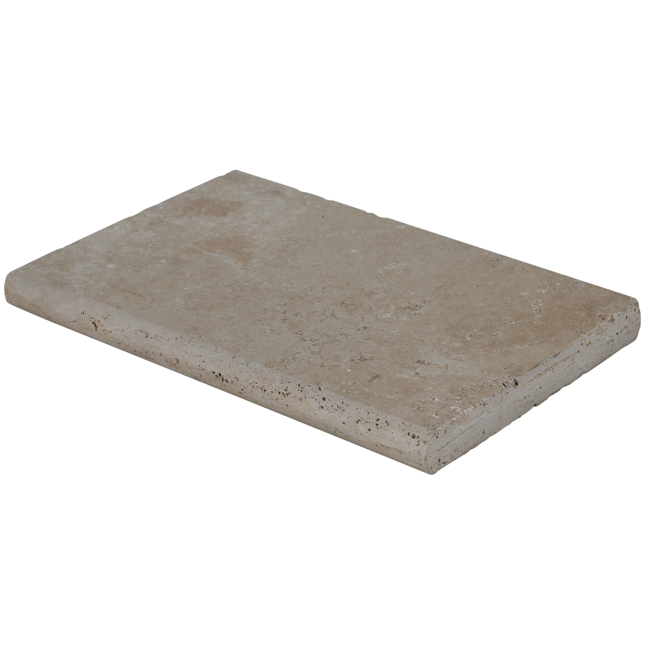 Bedrosians Travertine 16" x 24" Eased Edge Pool Coping 5cm - Tumbled Mediterranean Ivory