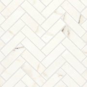 Bedrosians Magnifica 1" x 4" Herringbone Mosaic 12" x 12" Honed Calacatta Oro