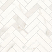 Bedrosians Magnifica 1" x 4" Herringbone Mosaic 12" x 12" Honed Calacatta Super White