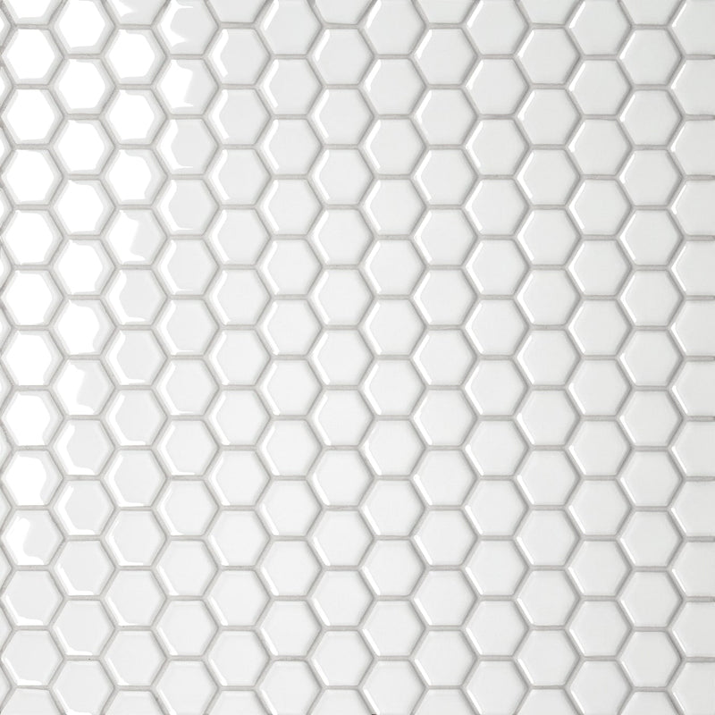 Bedrosians Le Cafe 1" x 1" Hexagon Mosaic 10.25" x 11.75" Glossy White