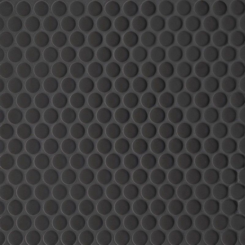 Bedrosians Le Café 11.5" x 12.5" Penny Round 0.75" Mosaic Matte Black