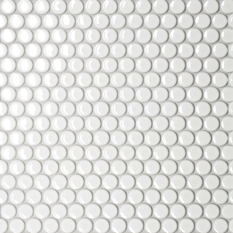 Bedrosians Le Café 11.5" x 12.5" Penny Round 0.75" Mosaic Glossy White