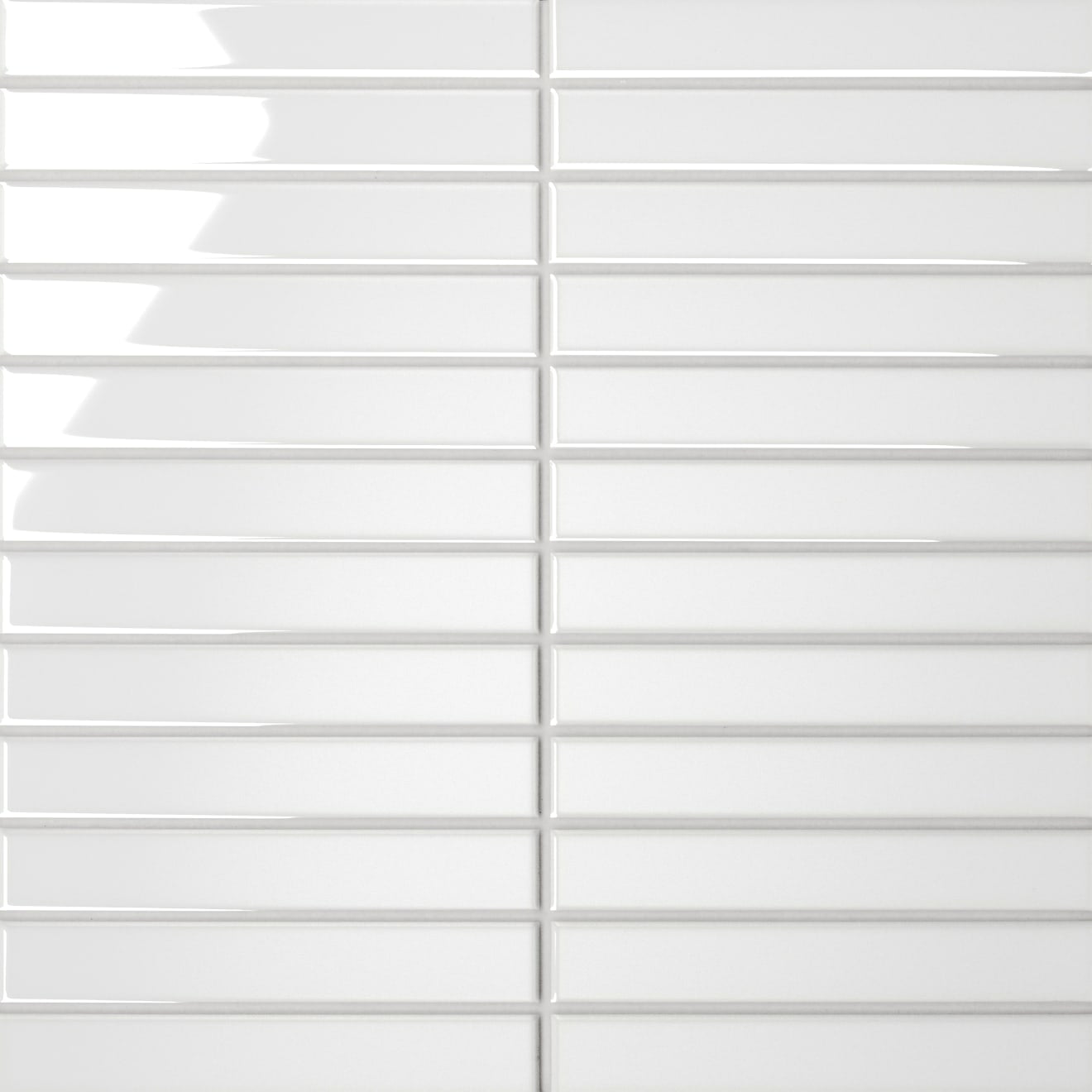 Bedrosians Le Cafe 1" x 6" Straight Stack Mosaic 11.75" x 12" Glossy White