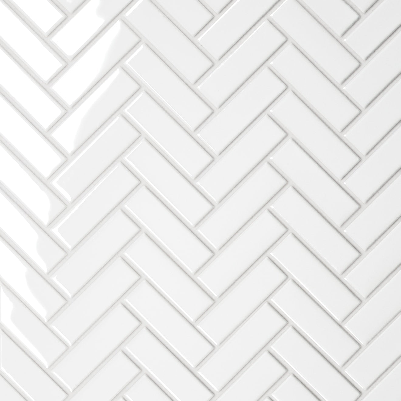Bedrosians Le Cafe 1" x 3" Herringbone Mosaic 11" x 12.5" Glossy White