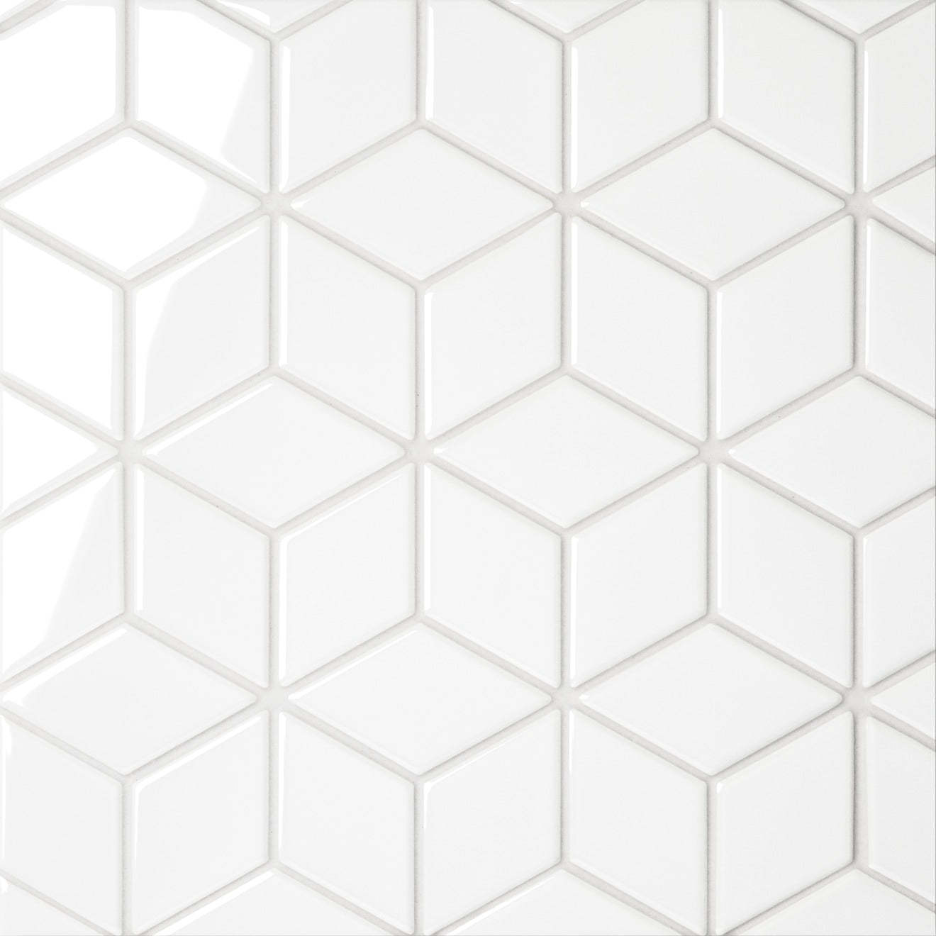 Bedrosians Le Cafe 2" x 3" Diamond Mosaic 10.75" x 12.25" Glossy White