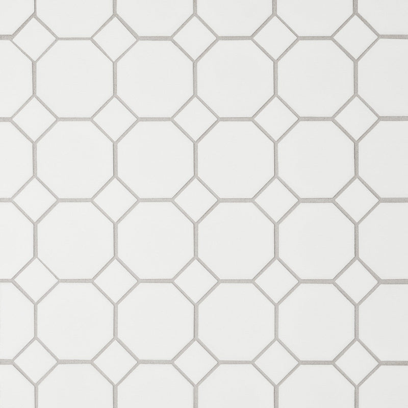 Bedrosians Le Cafe 2" x 2" Octagon Mosaic 11.75" x 11.75" Matte White