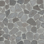 Bedrosians Waterbrook 12" x 12" Medium Sliced Pebble Mosaic Pewter Grey
