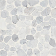 Bedrosians Waterbrook 12" x 12" Medium Sliced Pebble Mosaic White Carrara