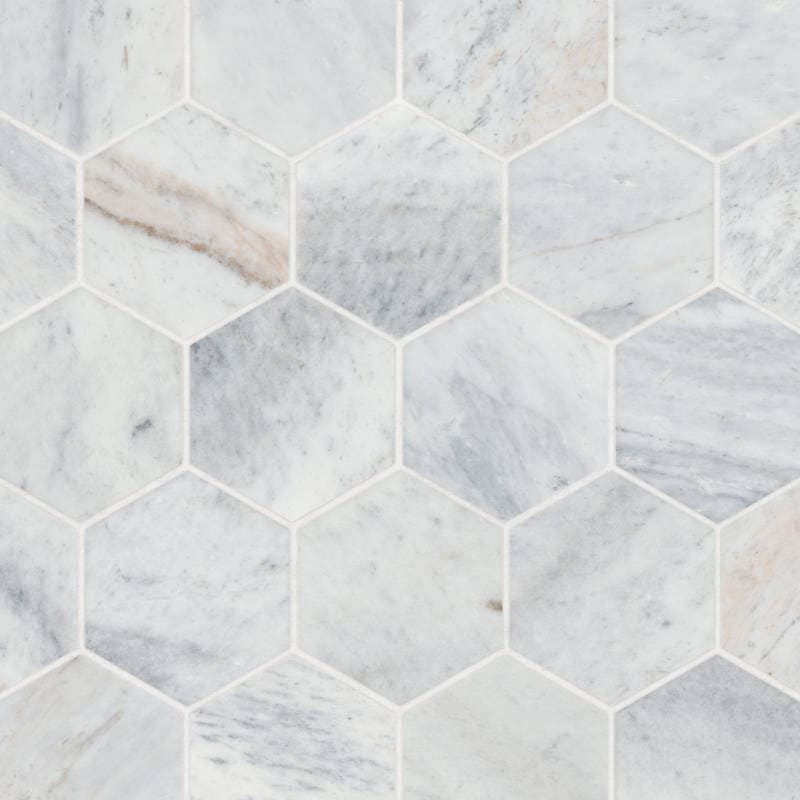 Bedrosians Marble 3" Hexagon Mosaic 10.5" x 12" Glorious Blue