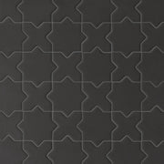 Bedrosians Le Cafe 2" x 2" Cross & Star Mosaic 12" x 12" Matte Black