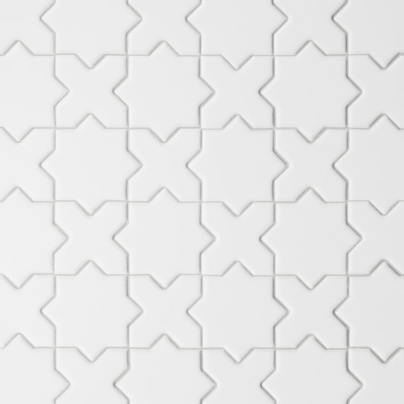Bedrosians Le Cafe 2" x 2" Cross & Star Mosaic 12" x 12" Matte White