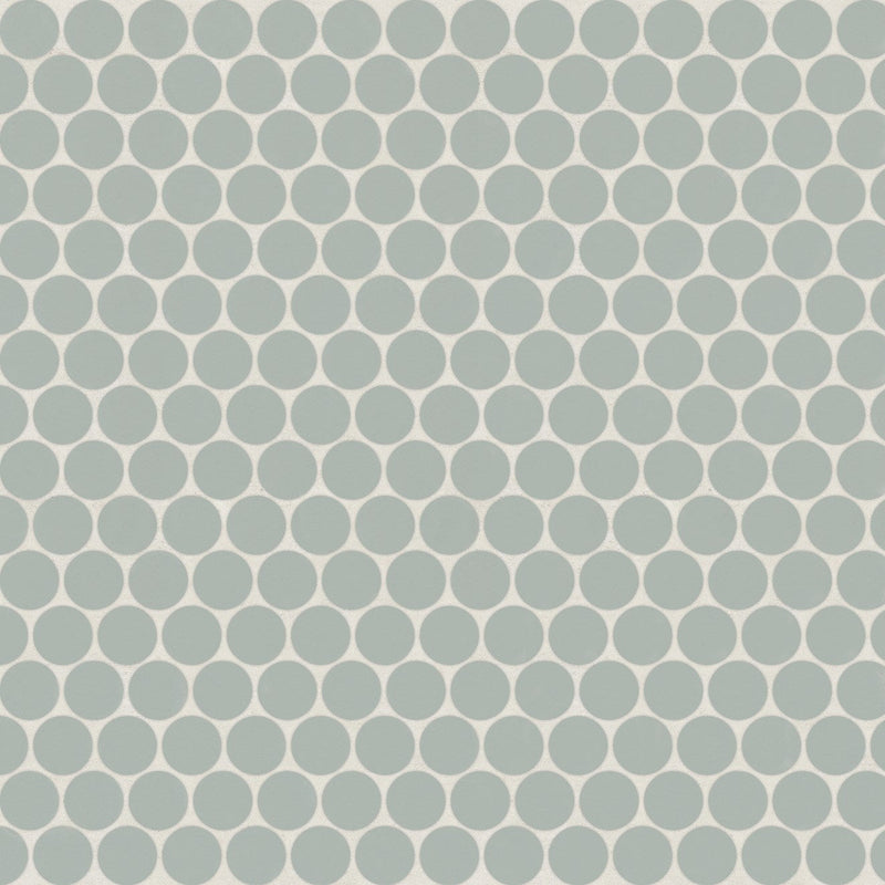 Bedrosians Marin 0.75 Penny Round Mosaic 11.5" x 12.5" Aloe Green / Light Green