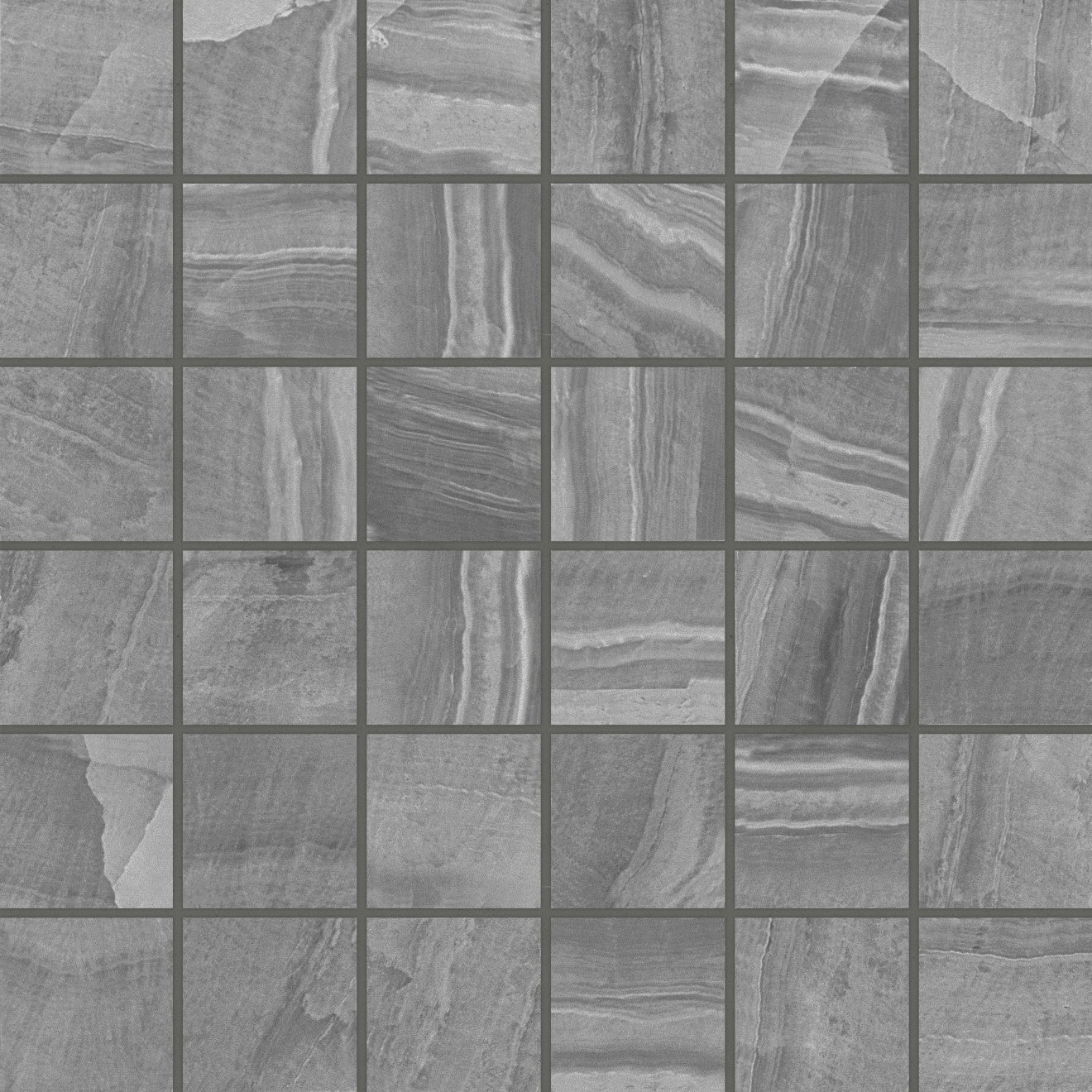Bedrosians Gemma 2" x 2" Mosaic 12" x 12" Honed Grey Onyx