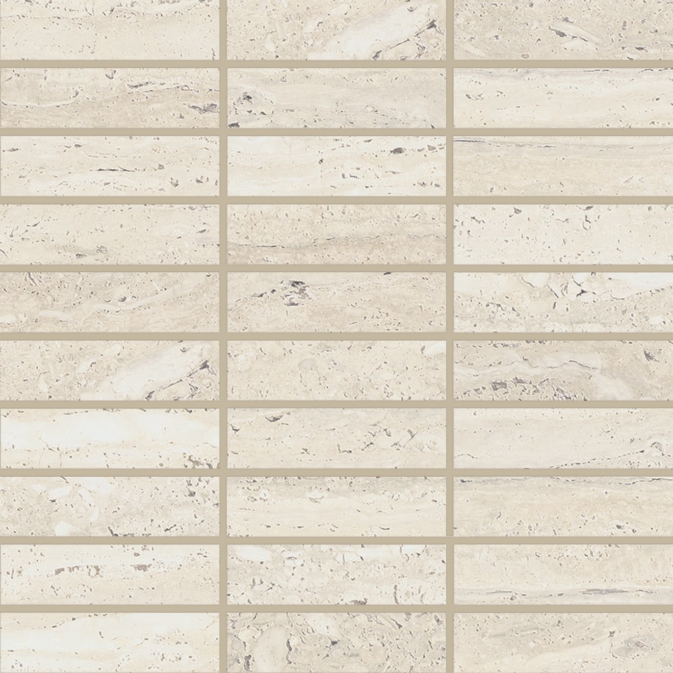 Bedrosians Sensi Roma 1" x 4" Straight Mosaic 12" x 12" Ivory