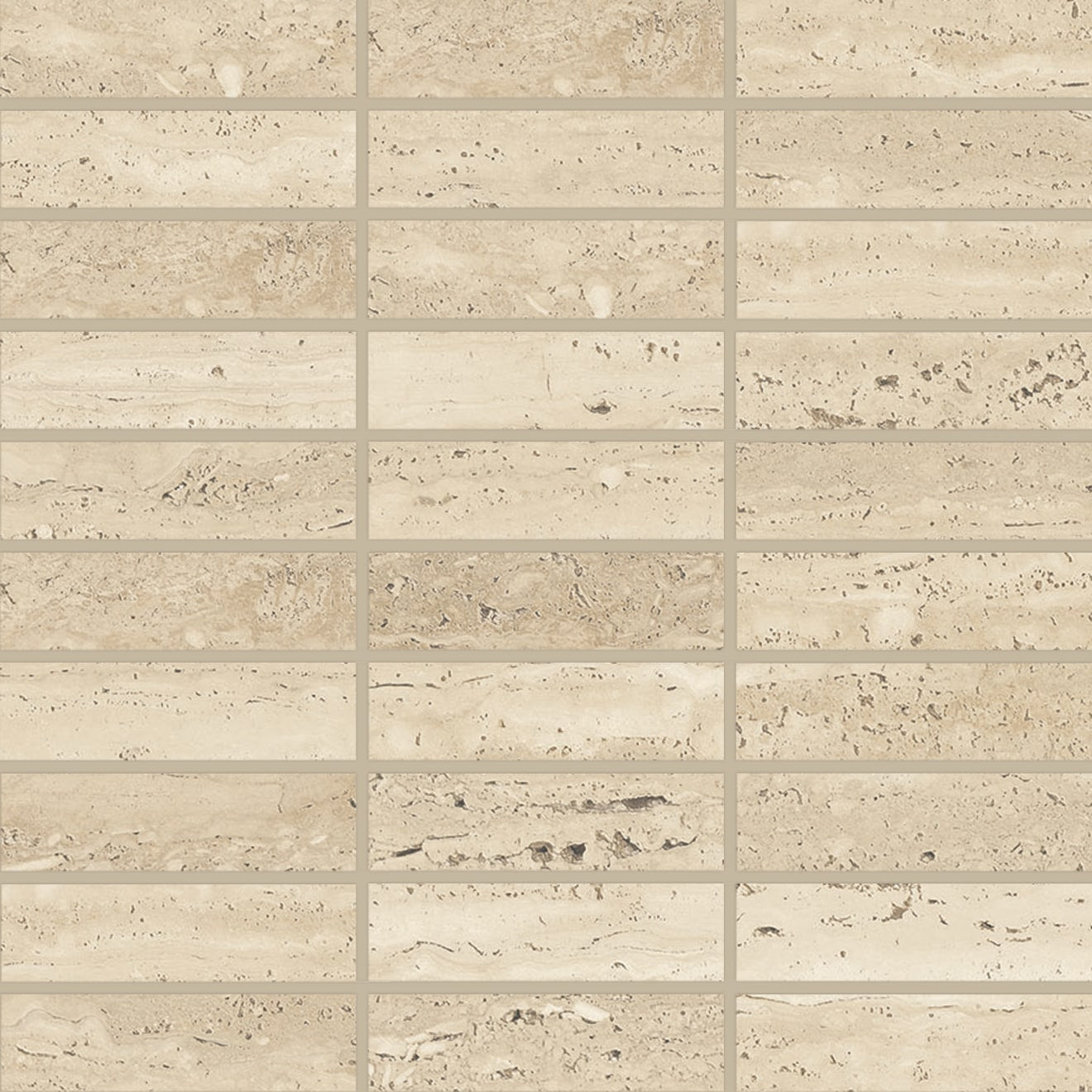 Bedrosians Sensi Roma 1" x 4" Straight Mosaic 12" x 12" Cream