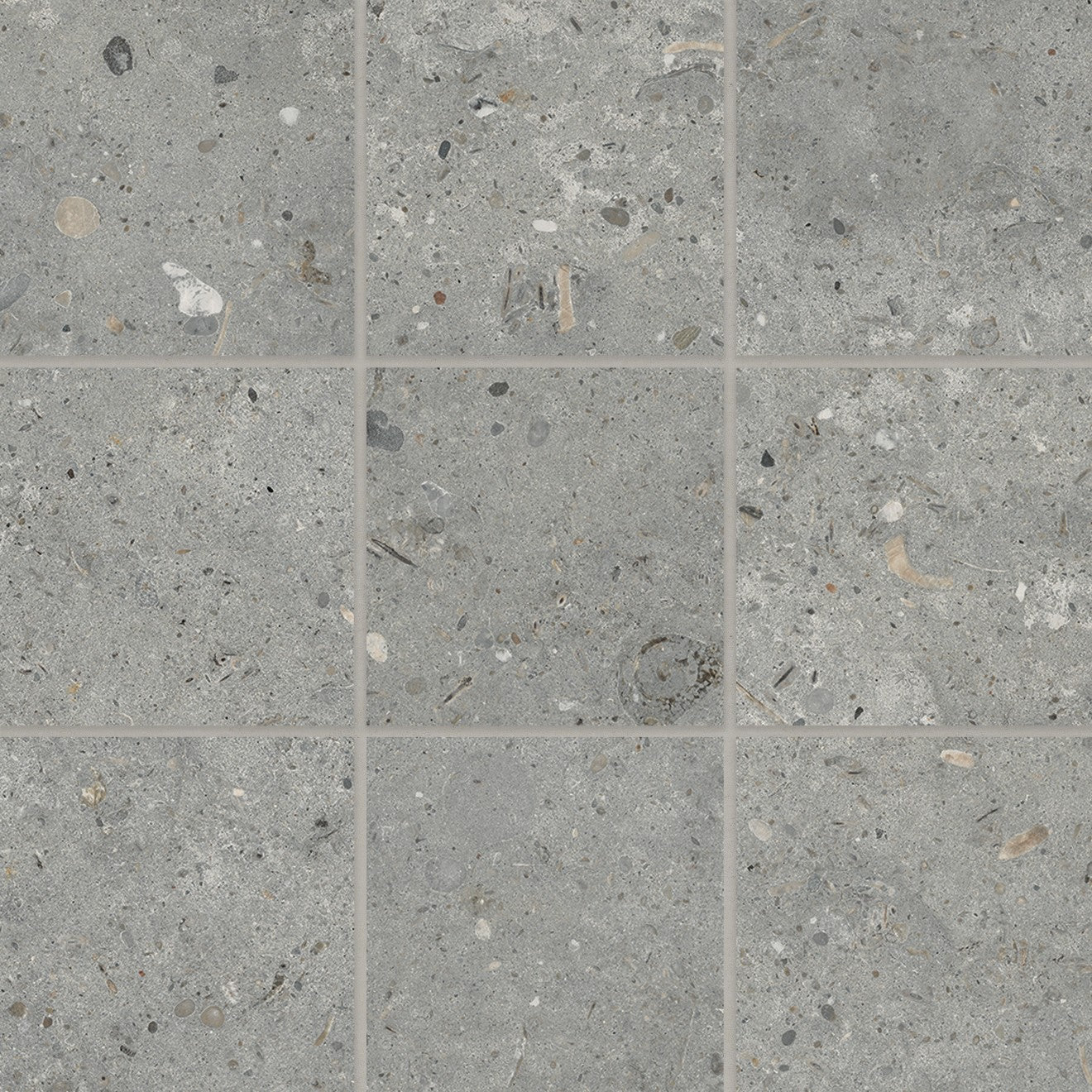 Bedrosians Poetry Stone 4" x 4" Mosaic 12" x 12" Grey