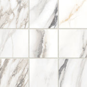 Bedrosians Prati 4" x 4" Mosaic 12" x 12" Honed Calacatta Borghini Warm
