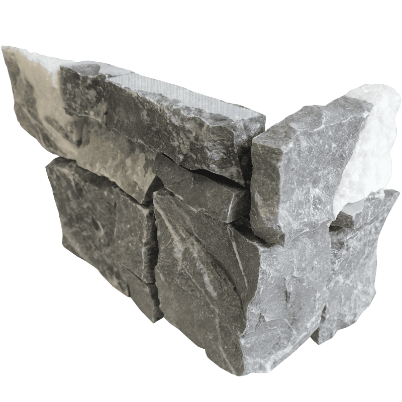 Bedrosians Marble 8" x 20" Jumbo Ledger Corner Fossil Grey