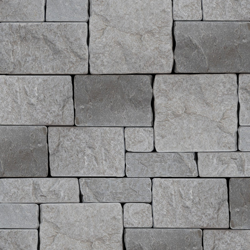 Bedrosians Stone Ledgers 8" x 22" Tumbled Ledger - Wired Mesh Grey Marble