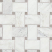 Bedrosians Marble 11.22" x 11.22" Jumbo Basket Weave Mosaics Honed Oriental White / Cinder Grey Dot
