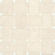 Bedrosians Marble 11.22" x 11.22" Jumbo Basket Weave Mosaics Honed Beige Marble w/ Thassos Dot