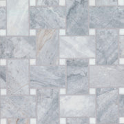 Bedrosians Marble 11.22" x 11.22" Jumbo Basket Weave Mosaics Honed Glorious Blue w/ Thassos Dot