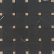 Bedrosians Marble 11.22" x 11.22" Jumbo Basket Weave Mosaics Honed Sahara Noir w/ Beige Dot-