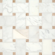 Bedrosians Marble 11.22" x 11.22" Jumbo Basket Weave Mosaics Honed Calacatta / Jura Beige Dot