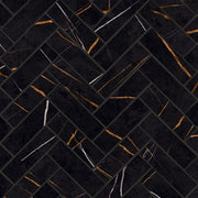 Bedrosians Magnifica Era Luxury 1" x 4" Herringbone Mosaic 12" x 12" Sahara Noir