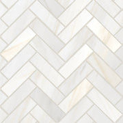 Bedrosians Magnifica 1" x 4" Herringbone Mosaic 12" x 12" Honed Bianco Lasa