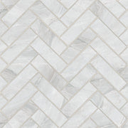 Bedrosians Magnifica 1" x 4" Herringbone Mosaic 12" x 12" Honed Pietra Bianca